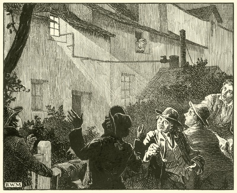 Une lumière vive émanait de la fenêtre du cottage - English School