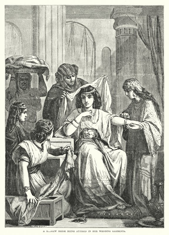 Une mariée hébraïque habillée pour son mariage (gravure) - English School