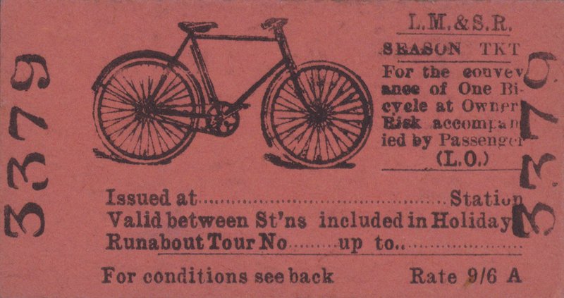 Abonnement de la London, Midland and Scottish Railway pour voyager avec un vélo - English School