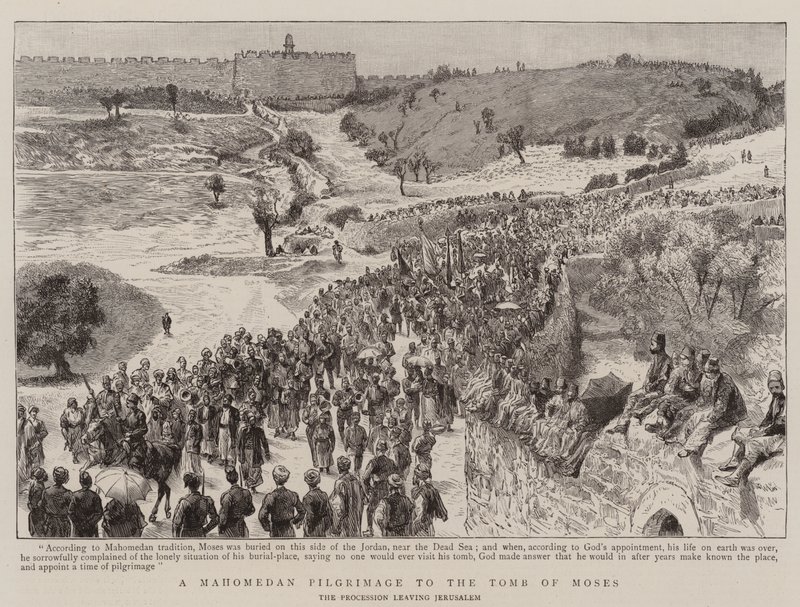 Un pèlerinage musulman au tombeau de Moïse (gravure) - English School