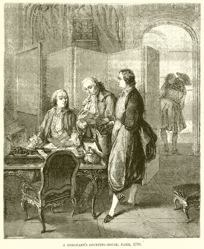 Un comptoir de marchand, Paris, 1790 - English School