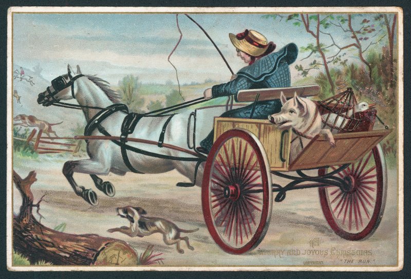 Un joyeux et joyeux Noël - carte de vœux victorienne - English School