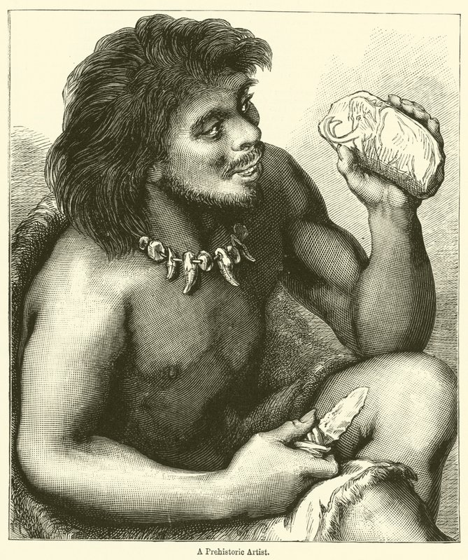 Un artiste préhistorique (gravure) - English School