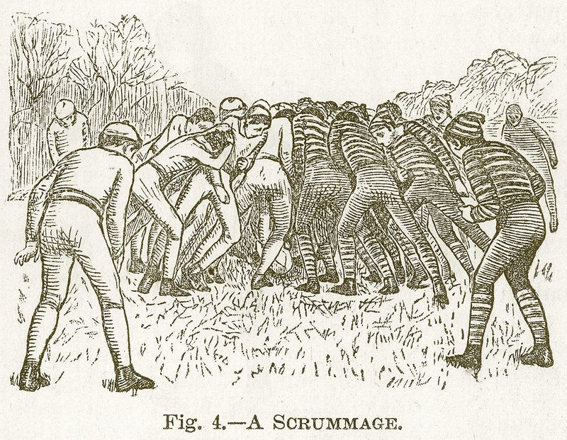 Une mêlée, illustration pour Cassells Book of Sports and Pastimes, vers 1890 - English School