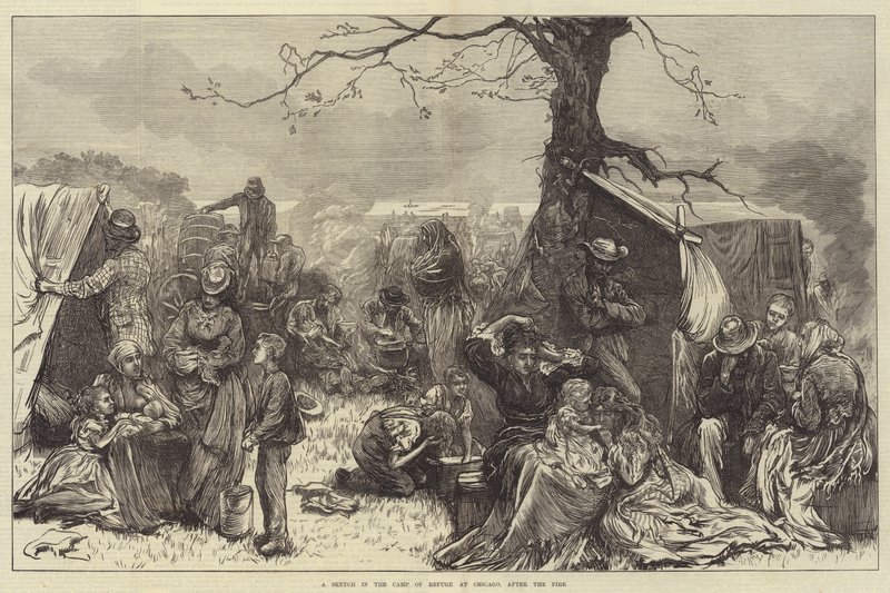Croquis dans le camp de réfugiés à Chicago, après l