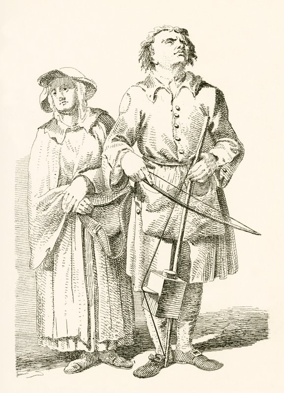 Un chanteur aveugle des vieilles ballades - English School