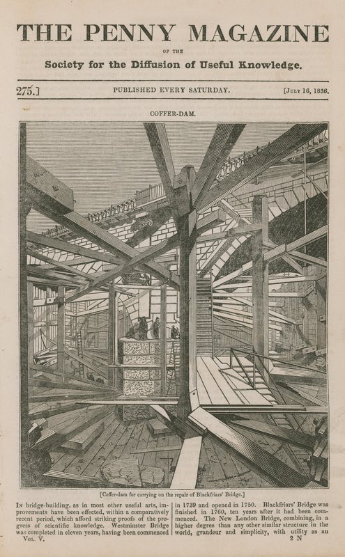 Un batardeau pour la réparation du pont de Blackfriars - English School