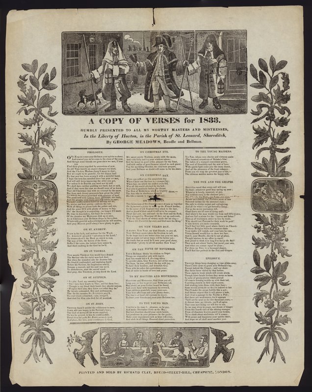 Une copie de vers pour 1833 - English School