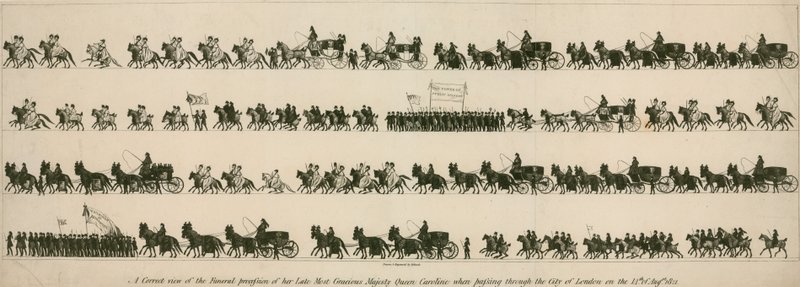 Vue correcte du cortège funèbre de feu Sa Très Gracieuse Majesté la reine Caroline lorsqu