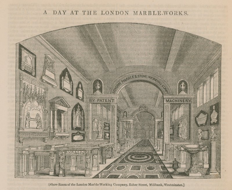 Une journée à la marbrerie de Londres (gravure) - English School