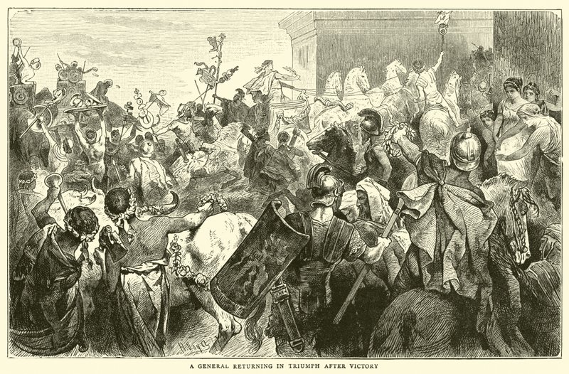 Un général revenant en triomphe après la victoire - English School