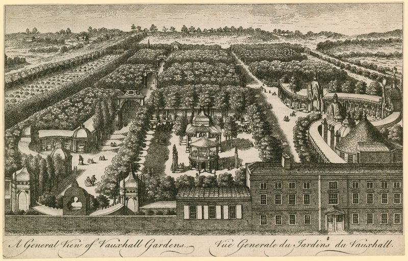 Vue générale des jardins de Vauxhall, Londres - English School