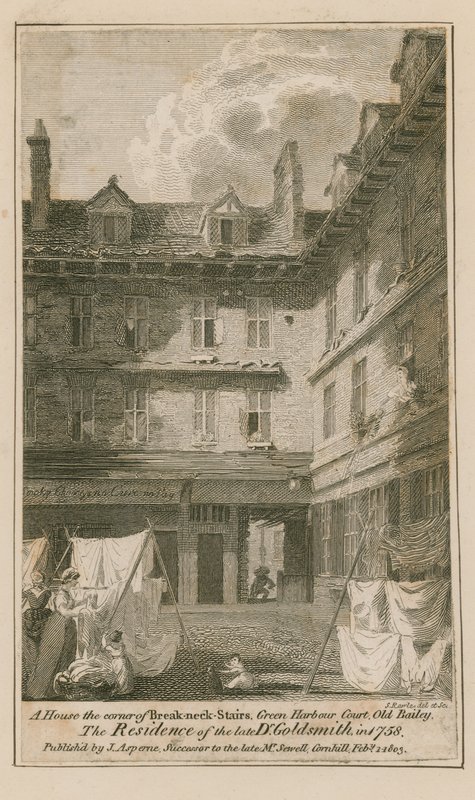 Une maison au coin de Breakneck Stairs, Green Harbour Court, Old Bailey, Londres - English School