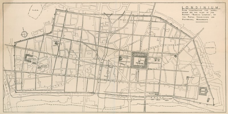 Carte du modèle de Londres romain exposé dans la crypte de All-Hallows-by-the-Tower - English School
