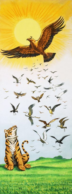 Scène du conte populaire Le roi des oiseaux - English School