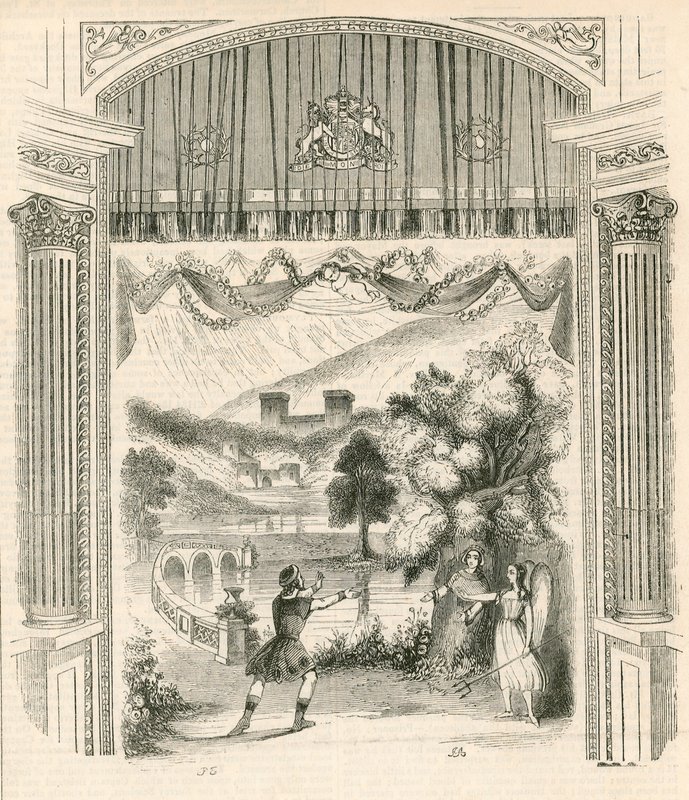 Une scène de la pièce King Arthur, Théâtre de Drury Lane, Londres - English School