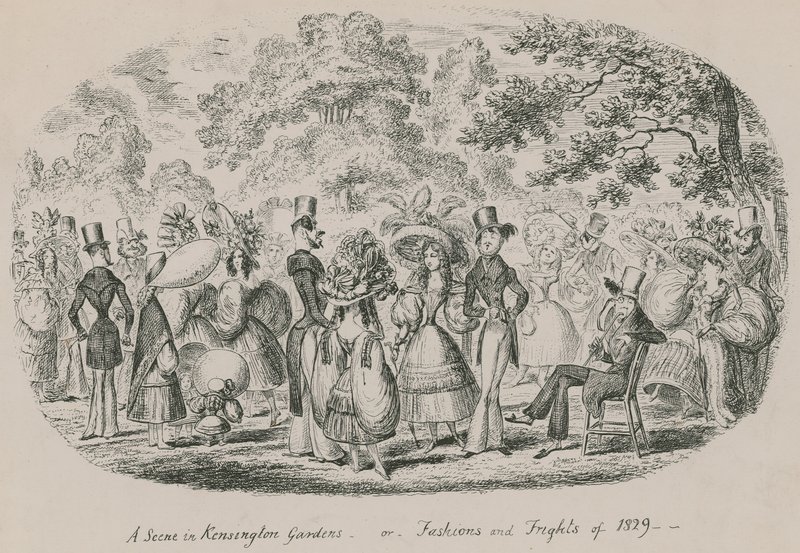 Une scène dans Kensington Gardens ou Modes et frayeurs de 1829 - English School
