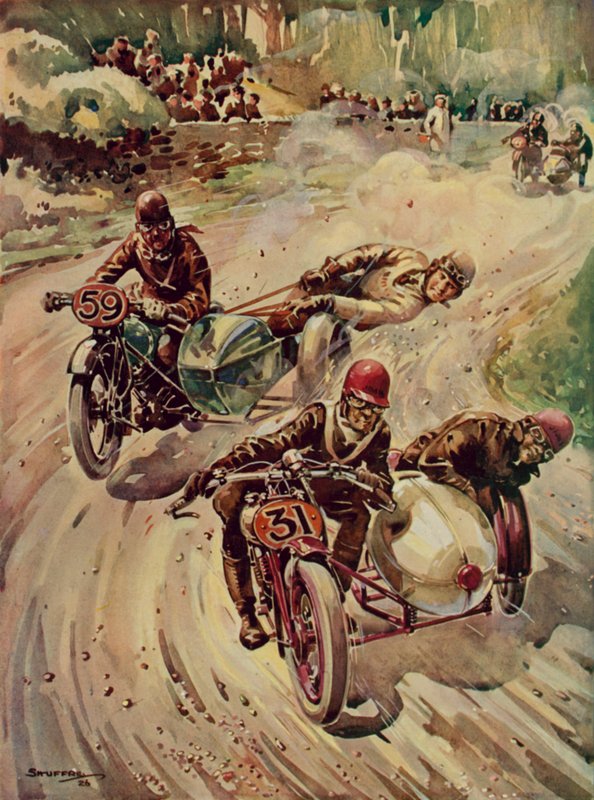 Trophée touristique de course de side-cars (lithographie couleur) - English School