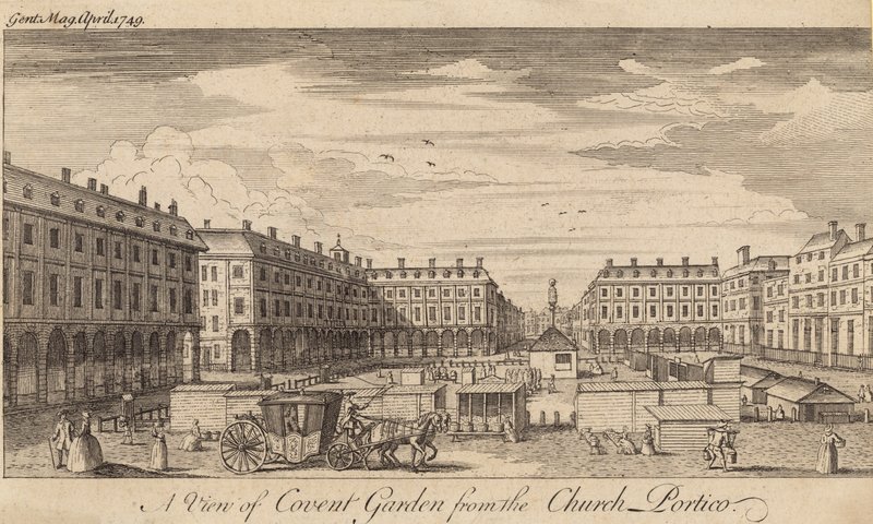 Vue de Covent Garden, Londres, depuis le portique de l