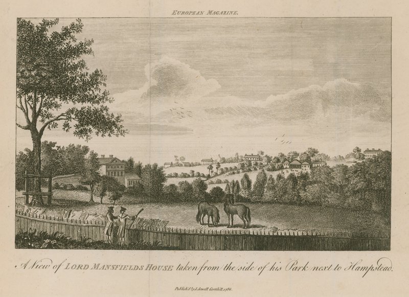 Vue de la maison de Lord Mansfield prise du côté de son parc à côté de Hampstead - English School