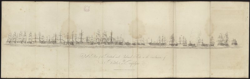 Vue des flottes britanniques et combinées à la fin de la bataille de Trafalgar - English School