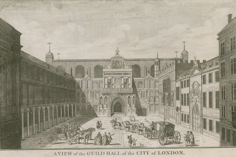 Vue du Guildhall de la Ville de Londres - English School