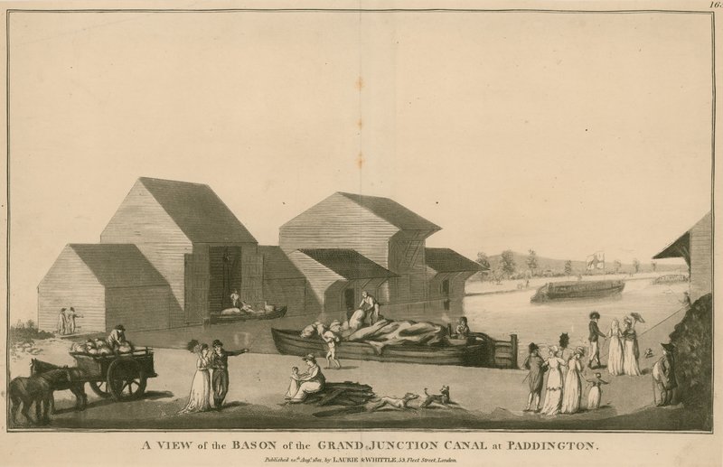 Vue du bassin du Grand Junction Canal à Paddington, Londres - English School