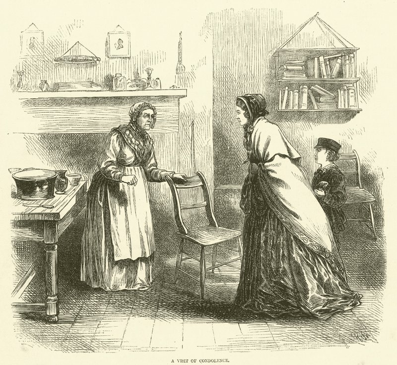 Une visite de condoléances (gravure) - English School