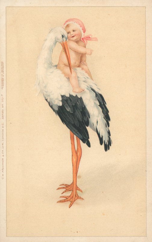 Jeune enfant chevauchant une cigogne - English School