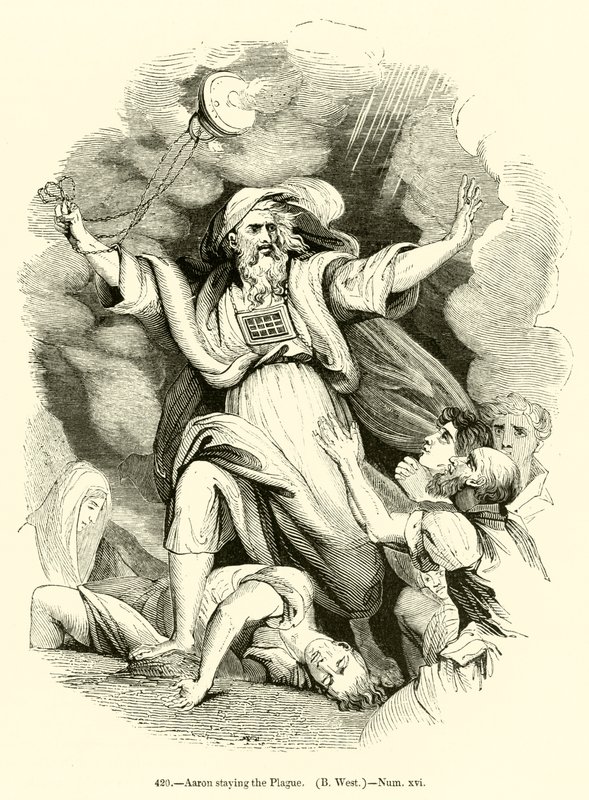 Aaron arrêtant la peste, B West, Nombres xvi - English School