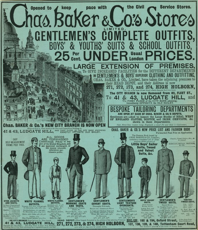 Publicité pour les magasins Chas Baker & Co - English School
