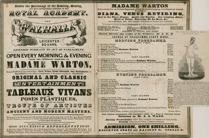 Annonce pour Le Walhalla, Leicester Square, sous la direction de Madame Warton - English School