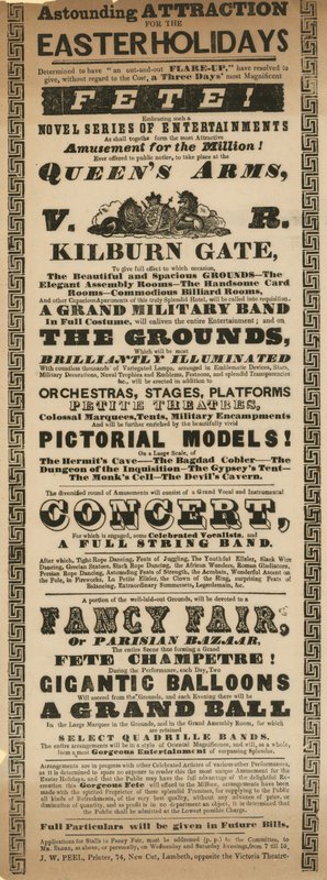 Annonce pour une fête au Queens Arms, Kilburn Gate, Londres - English School