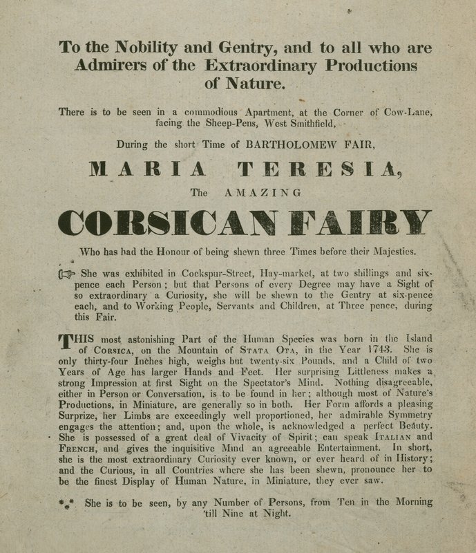 Publicité pour une apparition de Madame Maria Teresia, la Fée Corse - English School