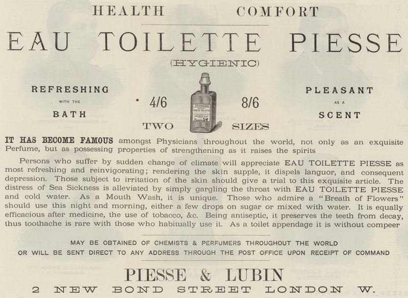 Publicité, Eau de Toilette Piesse - English School