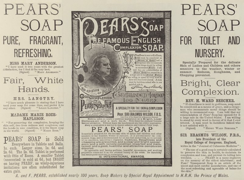 Publicité, savon Pears (gravure) - English School
