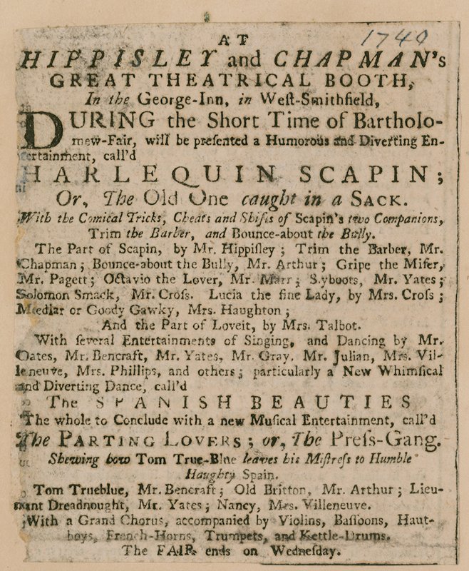 Publicité pour la foire de Bartholomew - English School
