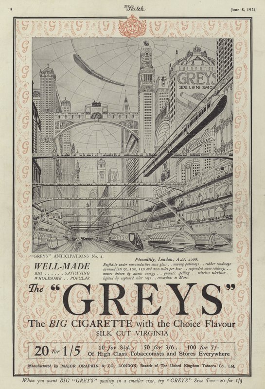 Publicité pour les cigarettes Greys - English School