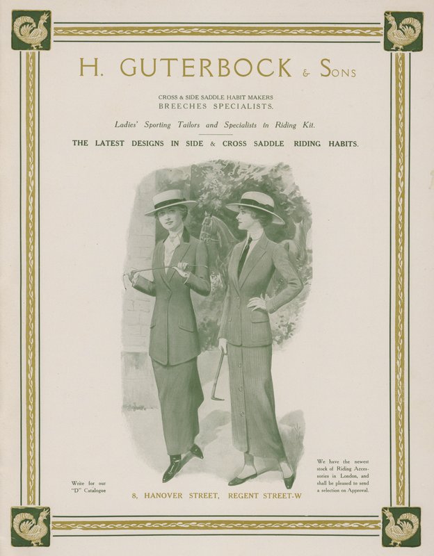 Publicité pour H Guterbock & Sons, tailleurs sportifs pour dames et spécialistes des tenues d