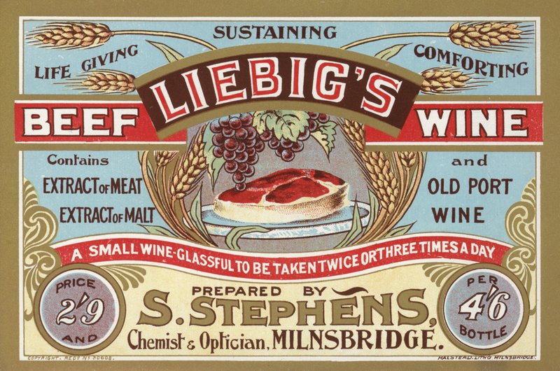 Publicité pour le vin de bœuf Liebigs - English School