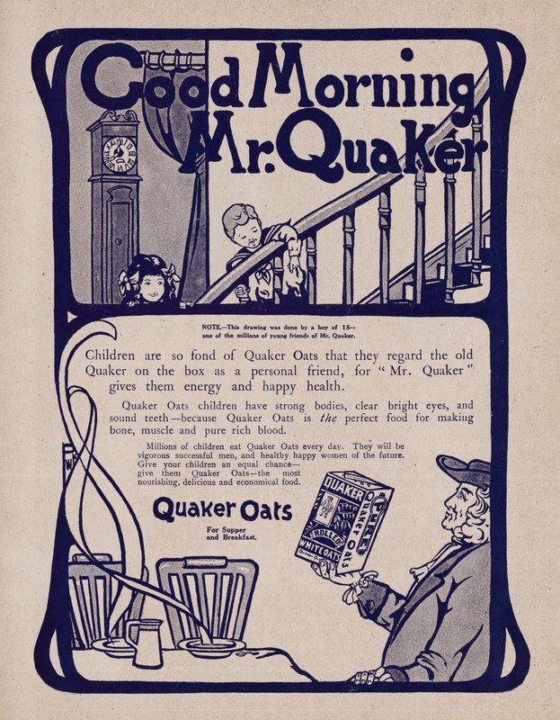 Publicité pour les céréales de petit-déjeuner Quaker Oats - English School