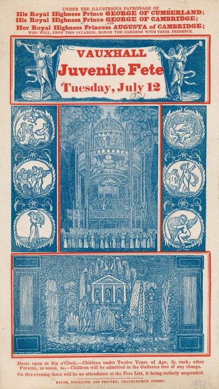 Annonce pour la fête des jeunes aux jardins de Vauxhall, Londres - English School