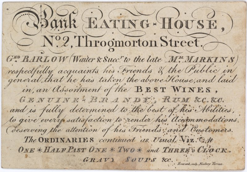 Publicité pour le Bank Eating House - English School