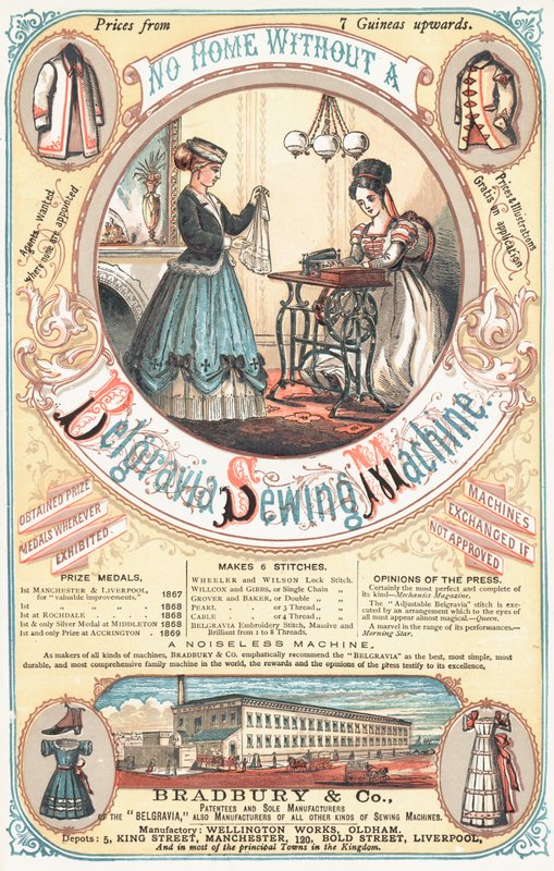Publicité pour la machine à coudre Belgravia - English School