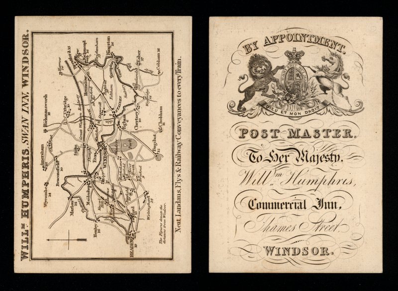 Publicité pour le Swan Inn, Windsor, Berkshire, propriétaire William Humphries - English School