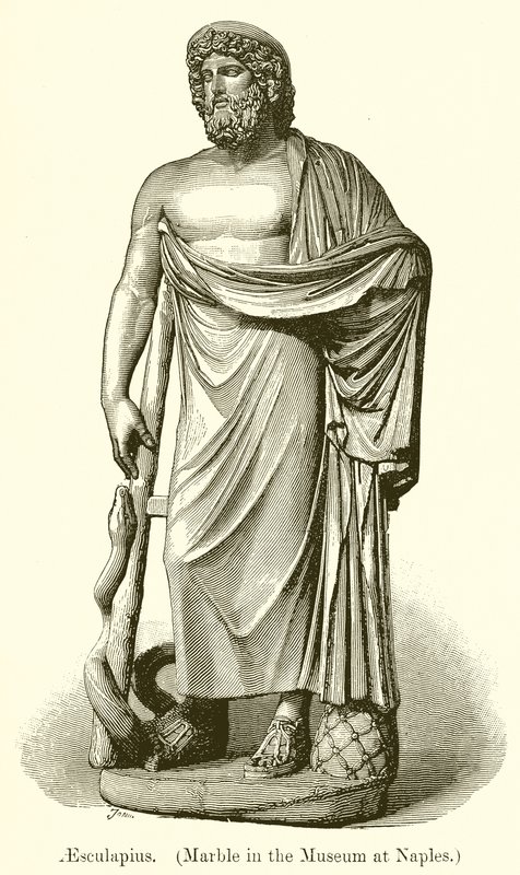 Esculape (marbre du musée de Naples) (gravure) - English School