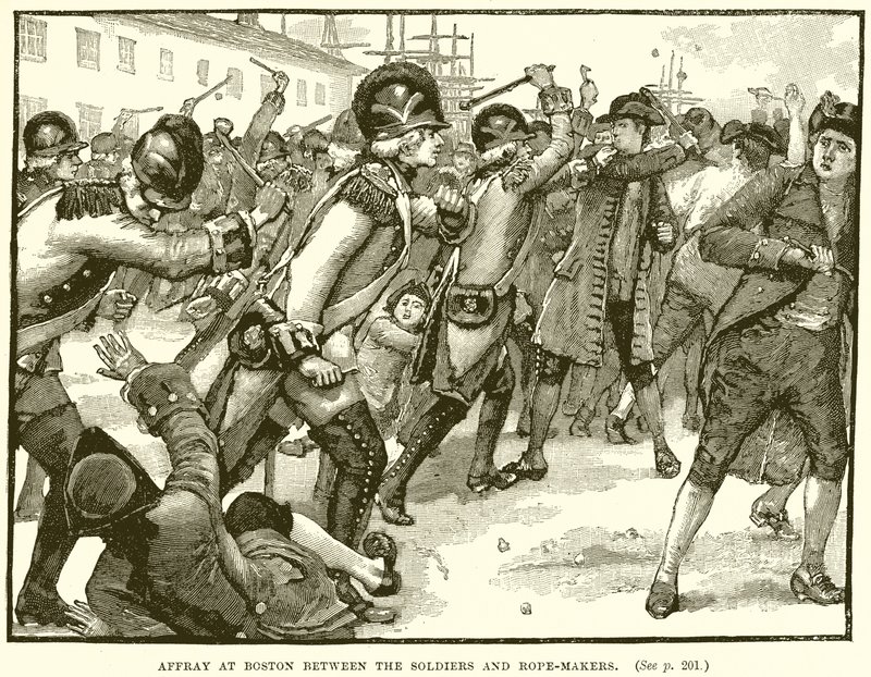 Rixe à Boston entre les soldats et les cordiers - English School