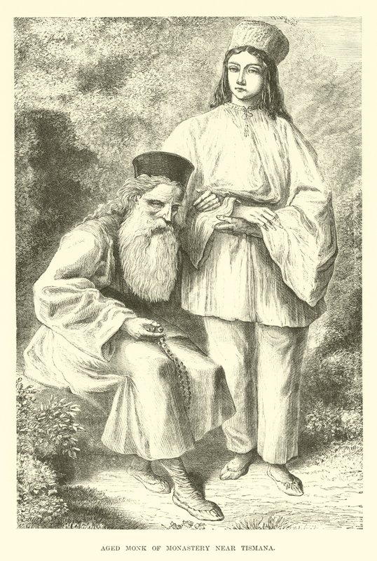 Moine âgé du monastère près de Tismana - English School