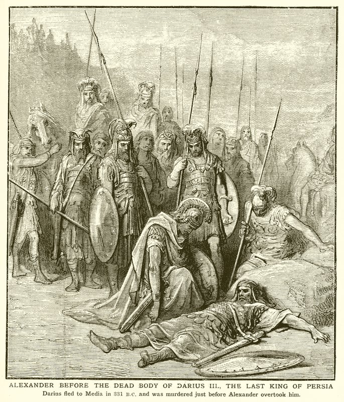 Alexandre devant le corps de Darius III, dernier roi de Perse - English School