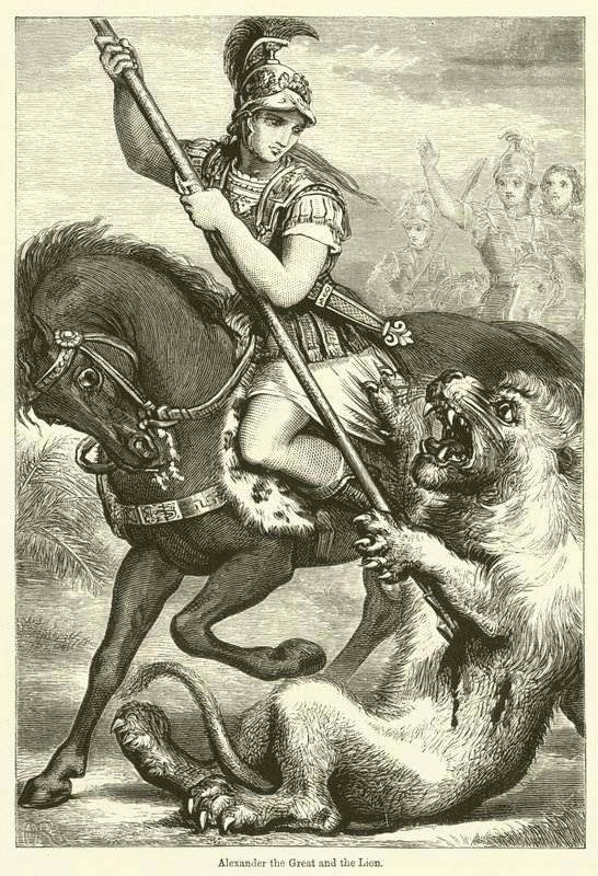 Alexandre le Grand et le lion (gravure) - English School